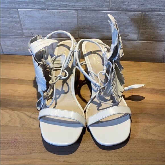 BHLDN Ivory Cecelia NY Hibiscus Heels US 9.5 - Picture 3 of 9